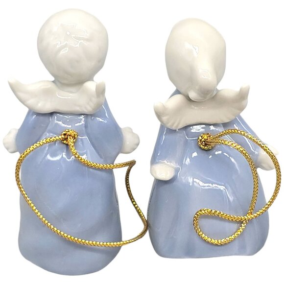 Vintage Kissing Angel Glazed Ornament Set Porcelain Figurine Original Box - Picture 5 of 11